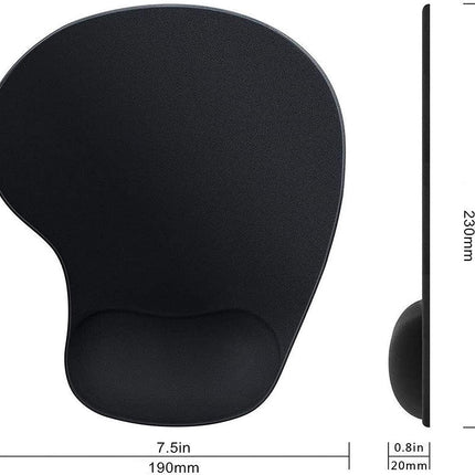 2pc Mouse Pad With Gel Wrist Support For Computer, Laptop And Gaming, Black