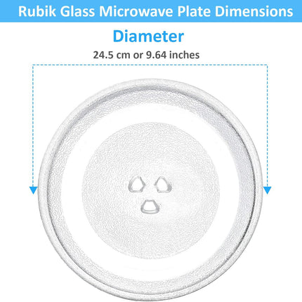 Replacement Microwave Oven Plate Small (24.5cm / 9.64 inch) Turntable Glass Tray Dishwasher Safe, Universal Compatibility