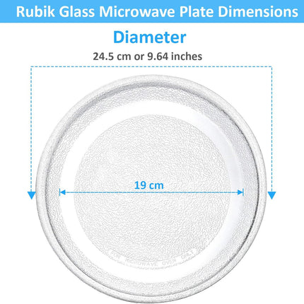 Replacement Microwave Oven Plate Small (24.5cm, Flat Bottom) Turntable Glass Tray Dishwasher Safe, Universal Compatibility