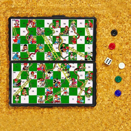 Snakes and Ladders - Magnetic Folding Board Game for Kids and Adults