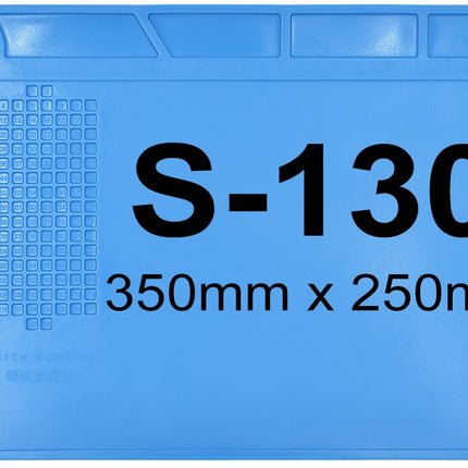 Silicone Repair Soldering Work Mat with Screw Grid, Heat Resistant Desk Pad for Repairing Works (S-130, Blue)