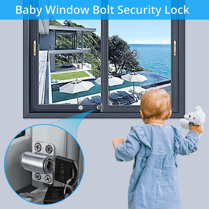 Sliding Window Door Push Lock with 2 Keys, Child Safety Protection Anti Theft Patio Stopper Security Lock