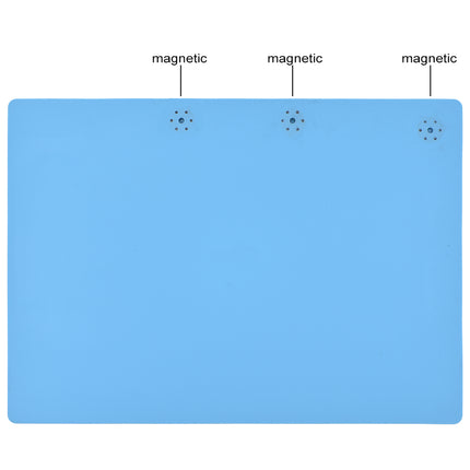 Magnetic Silicone Repair Soldering Work Mat with Screw Grid & Notches, Heat Resistant Desk Pad for Repairing Works (S-140, Blue)