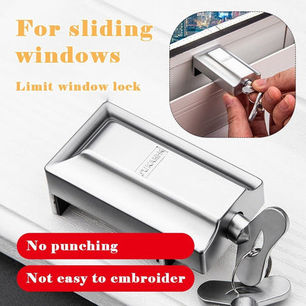 Sliding Window Door Lock with 2 Keys, Adjustable Zinc Alloy Anti Theft Sash Stopper Lock For Child Security