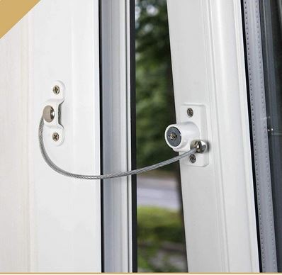Window Safety Lock, Universal Flexible Cable Window Restrictor with Screw & Keys
