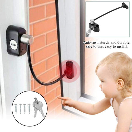 Window Safety Lock, Universal Flexible Cable Window Restrictor with Screw & Keys