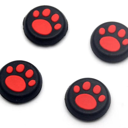 Silicone Thumb Grips Cap Cat Paw Design for PS4 / PS3 Controller / Xbox One Xbox 360 (Black/Red)