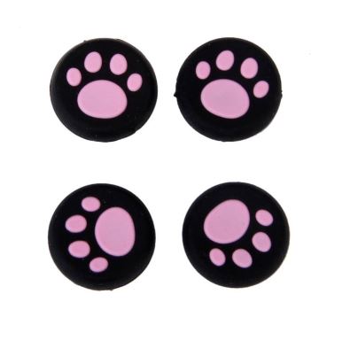 Silicone Thumb Grips Cap Cat Paw Design for PS4 / PS3 Controller / Xbox One Xbox 360 (Black/Pink)