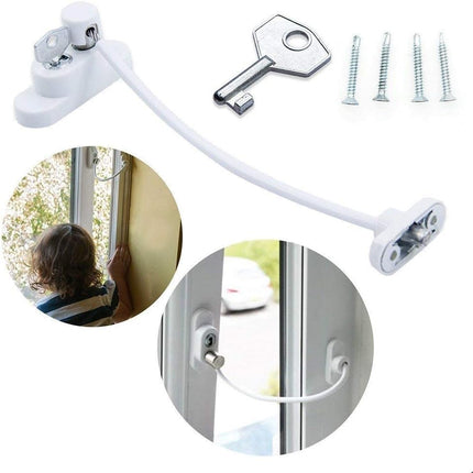 Window Safety Lock, Universal Flexible Cable Window Restrictor with Screw & Key