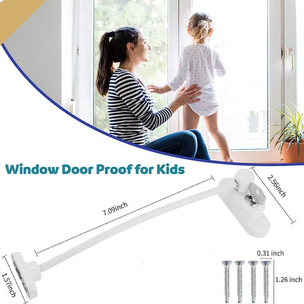 Window Safety Lock, Universal Flexible Cable Window Restrictor with Screw & Key
