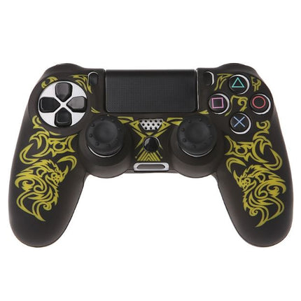Dragon Silicone Rubber Soft Cover Skin For Sony PlayStation 4 PS4 Pro / Slim Game Controller (Black/Yellow)