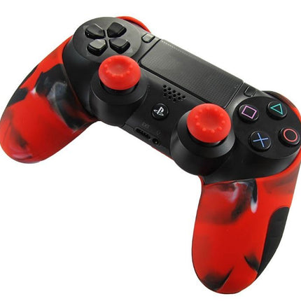 Silicone Back Cover Skin For Sony PlayStation 4 PS4 Pro / Slim Game Controller (Red/Black)