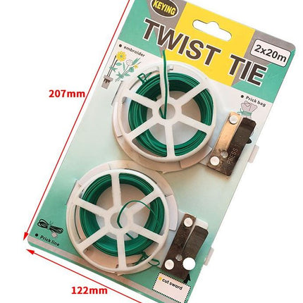 2pc Cable Twist Tie With Slicer, Multipurpose Reusable Plant Climbing Support Wire (2x20m)