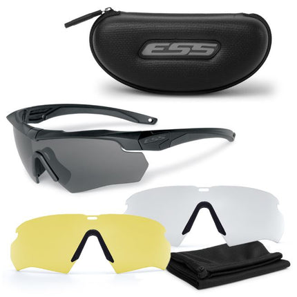 ESS Eyewear Crossbow 3LS Kit Eye Glasses with Interchangeable Lenses, High-Impact Protection 740-0387, Black