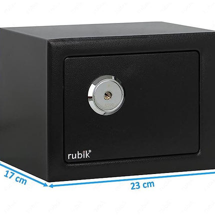 Rubik Mini Safe Box with Mechanical Key Lock (17x23x17cm) Black