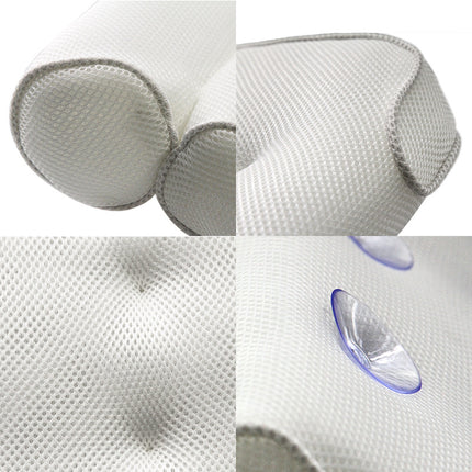 3D Mesh Bathtub Pillow for Bathroom with with Neck, Back Support and Suctioncups