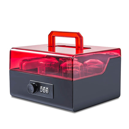 Glosen Multipurpose Five Grid Stamp Storage Box with Combination Lock Box and Transparent Lid B8056 (Red)