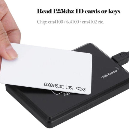 USB RFID Card Reader for ID-125Khz, Desktop Card Reader (Reads First 10 Digits) For EM4100 TK4100 T5200 T5577 Window Linux Systems