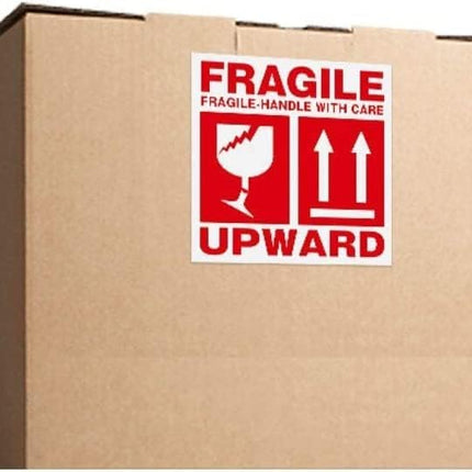 54pc Large Fragile Stickers 10x10cm Handle With Care Upward Warning Labels for Safe Shipping & Packing