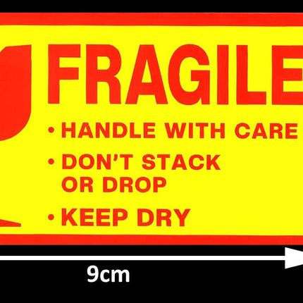 120pc Fragile Stickers 9x5cm Handle with Care, Don't Stack or Drop, Keep Dry, Warning Labels for Safe Shipping & Packing