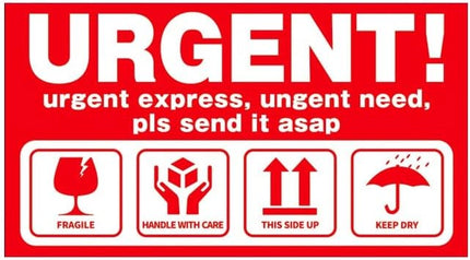 120pc Urgent Express Fragile Stickers 9x5cm, Handle With Care, This Side UP, Keep Dry Warning Labels for Safe Shipping & Packing