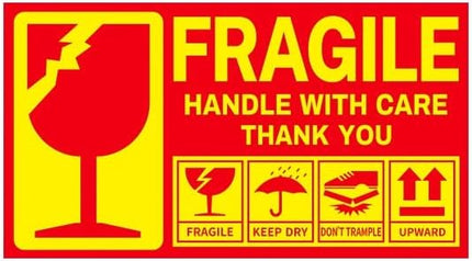 120pc Fragile Stickers 9x5cm, Handle With Care, KEEP DRY, DONT TRAMPLE, UPWARD, Thank You Warning Labels for Safe Shipping & Packing