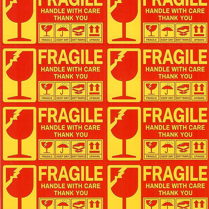 120pc Fragile Stickers 9x5cm, Handle With Care, KEEP DRY, DONT TRAMPLE, UPWARD, Thank You Warning Labels for Safe Shipping & Packing