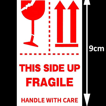 250pc Fragile Label Stickers 5x9cm This Side UP Handle With Care Warning Labels for Safe Shipping & Packing