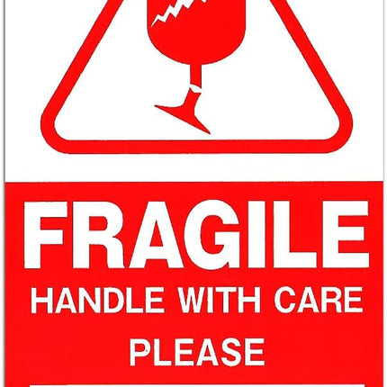 250pc Fragile Label Stickers 5x9cm Handle With Care Upward Dont Stack or Drop Warning Labels for Safe Shipping & Packing