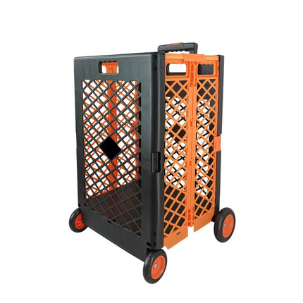 63L Large Folding Grocery Shopping Trolley Basket Supermarket Hand Cart with Four Wheels, Foldable Portable