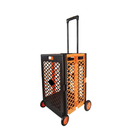 63L Large Folding Grocery Shopping Trolley Basket Supermarket Hand Cart with Four Wheels, Foldable Portable