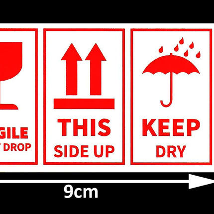 250pc Fragile Stickers 9x5cm, Do Not Drop Keep Dry This Side UP Warning Labels for Safe Shipping & Packing