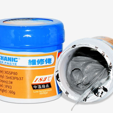 Mechanic XGSP80 Soldering Paste 60g, Sn63 Pb37, 3# Microns IPX3 Suitable for PCB, Mobile Phone Repair, Chip Planting and BGA Welding