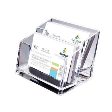 Clear Acrylic Business Card Holder, Double Compartment, 120 Cards Capacity for Trade Shows Exhibitions Conference C2152