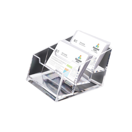 Clear Acrylic Business Card Holder, Three Compartment, 180 Cards Capacity for Trade Shows Exhibitions Conference C2153