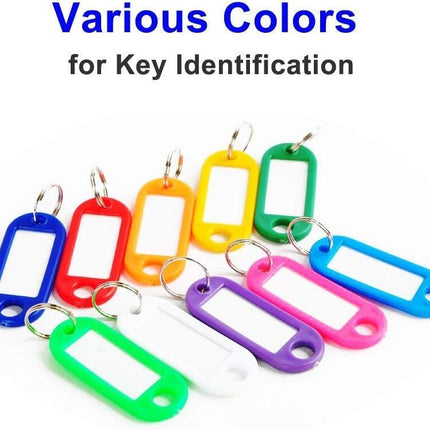 50pc Multicolor Key Tags Plastic Key Rings, Assorted Bulk Keychains with Writeable Identification Label