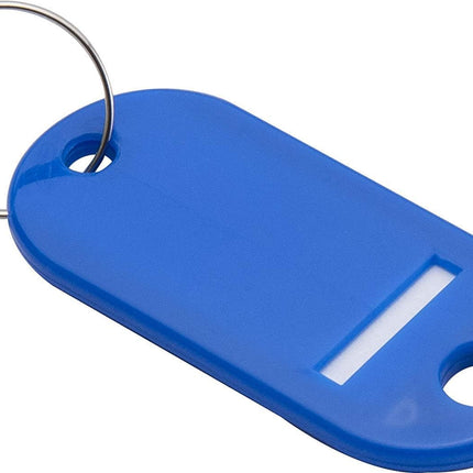 50pc Orange Key Tags Plastic Key Rings, Bulk Keychains with Writeable Identification Label