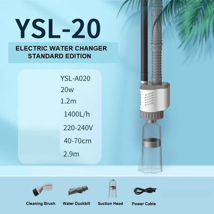 YEE 20W Electric Siphon Aquarium Water Changer Cleaner for Easy Water Changes and Tank Maintenance YSL-A020 Standard