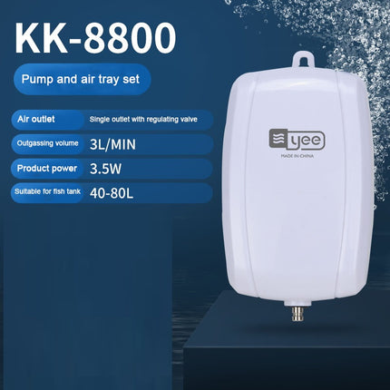 YEE Silent Aquarium Air Pump, Single Outlet, 3.5W, 3L/Min, Suitable for Fish Tank 40-80L (YKK-8800)
