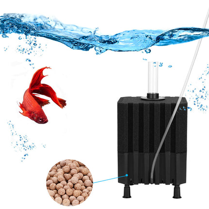 YEE 3in1 Aquarium Sponge Filter with Bio Balls and Air Stone, Fish Tank Submersible Oxygen Pump For Freshwater Saltwater Aquarium