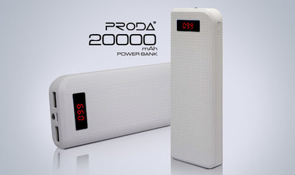Proda Power Bank 20,000mAh, With Battery Status Display, LED Light
