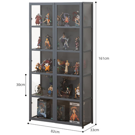 Rubik Display Cabinet with Acrylic Window Doors (Grey), Organize and Showcase Your Treasures in Style