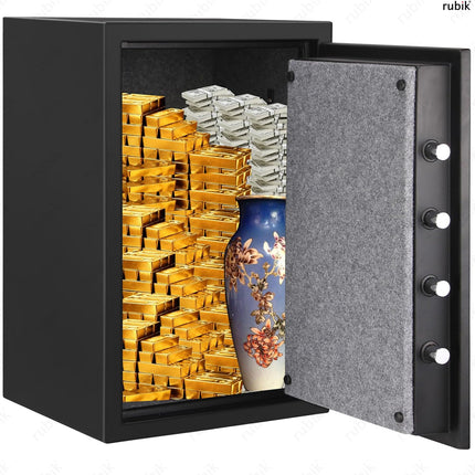 Rubik Fireproof Safe Box, Electronic Digital Lock with Emergency Keys (66x43x35cm) RBFP66 Black