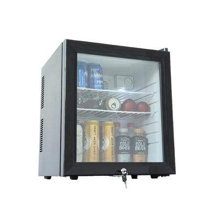 40L Double Cool Glass Door Hotel Mini Fridge Electronic 130W Refrigerator with Lock