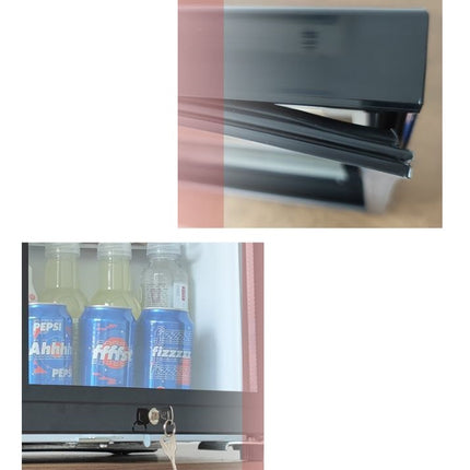 62L Glass Door Hotel Fridge Electronic 85W Refrigerator with Lock