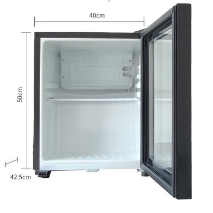 46L Mini Glass Door Hotel Fridge 85W Compressor Refrigerator with Lock, Compact Version