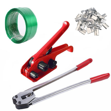 PET/PP Strapping Banding Tool Machine Starter Kit, Heavy Duty Manual Strapping Tensioner, Sealer, Packing Belt & Steel Buckle