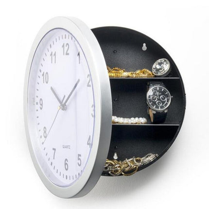 Wall Clock with Hidden Safe Compartment, 10 Inch Round Quiet Quartz Clock With Secret Compartment Stash Shelf