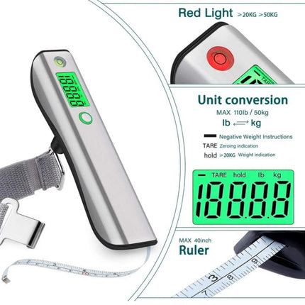 Digital Luggage Weight Scale with Measuring Tape Ruler, Backlight LCD, Hanging Band