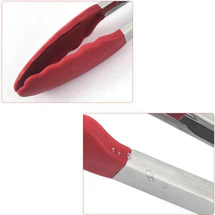 Kitchen Non-Stick Silicone Tips Tong Food Clip Stainless Steel Construction with Non-Stick Silicone Tips
